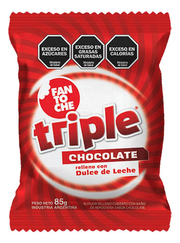 ALFAJOR FANTOCHE TRIPLE CHOCOLATE 85G  BOX X12
