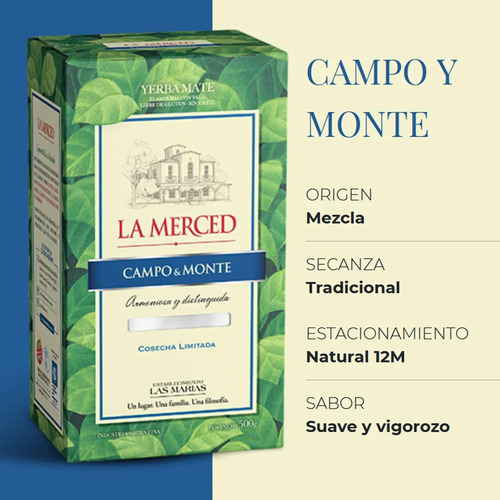 YERBA MATE LA MERCED CAMPO & MONTE 500G