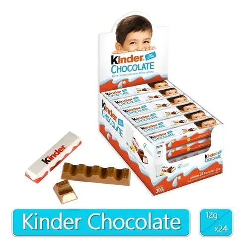 CHOCOLATE KINDER BARRA CAJA X24 UNIDADES 300G
