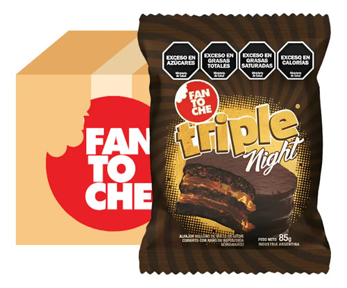 ALFAJOR FANTOCHE TRIPLE NIGHT 85G CAJA X12 UNIDADES