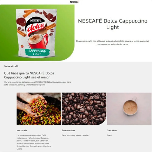 PACK X8 CAFE NESCAFE DOLCA CAPPUCCINO LIGHT 100G