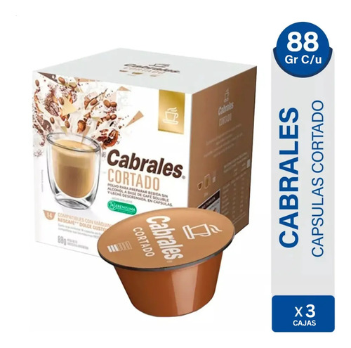 PACK X3 CAPSULAS DE CAFE CABRALES CORTADO X12 75G