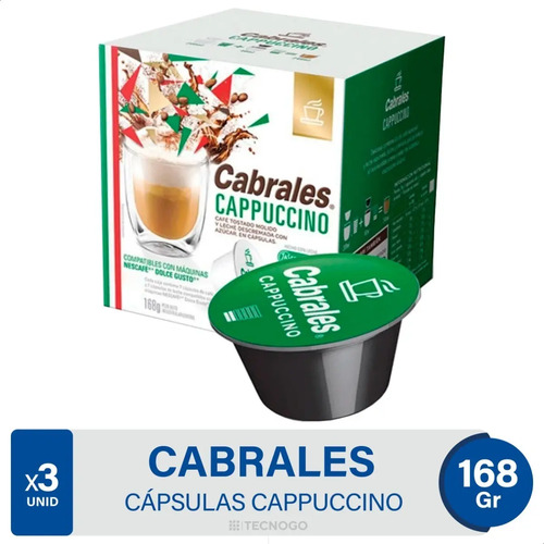 PACK X3 CAPSULAS DE CAFE CABRALES CAPPUCCINO 12CAP