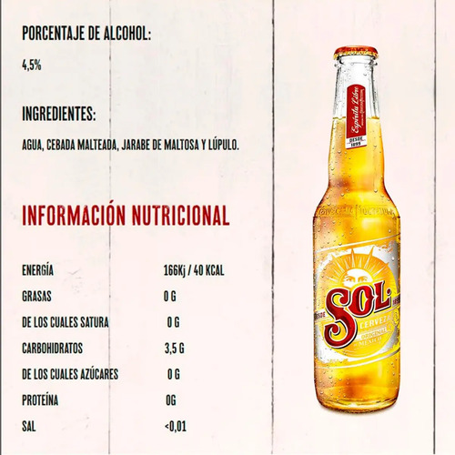 PACK X12 CERVEZA SOL PORRON 330ML