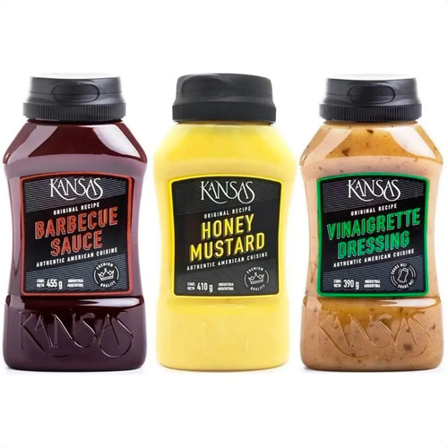 COMBO X3 SALSA KANSAS BARBACOA + VINAGRETA + MOSTAZA HONEY