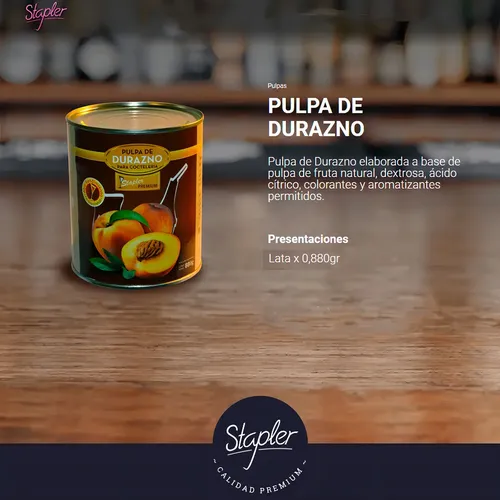 PULPA DE DURAZNO STAPLER PREMIUM LATA 880G