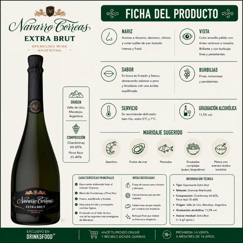 PACK X6 CHAMPAGNE NAVARRO CORREAS EXTRA BRUT 750ML