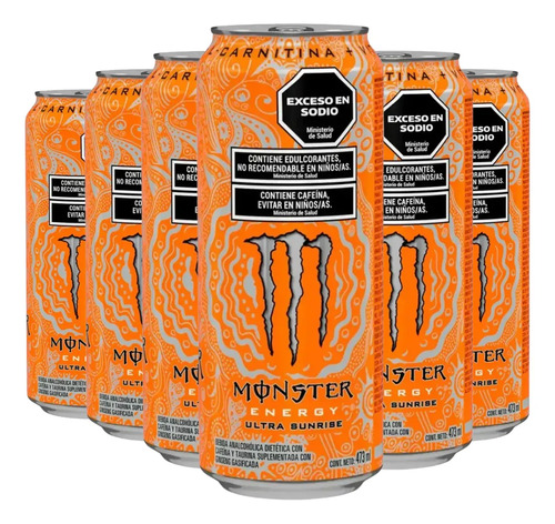 PACK X6 ENERGIZANTE MONSTER ENERGY ULTRA SUNRISE 473ML