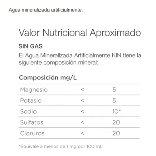 AGUA DE MESA MINERAL KIN SIN GAS 500ML