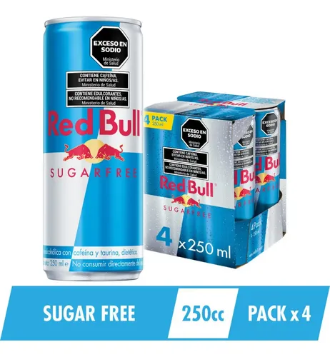 PACK X4 RED BULL SIN AZUCAR LATAS 250ML