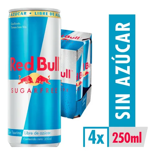 PACK X4 RED BULL SIN AZUCAR LATAS 250ML