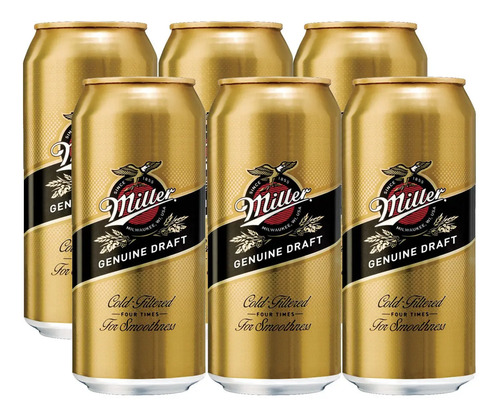 PACK X6 CERVEZA MILLER RUBIA LATA 473ML