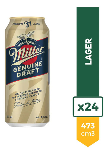 PACK X24 CERVEZA MILLER RUBIA LATA 473ML