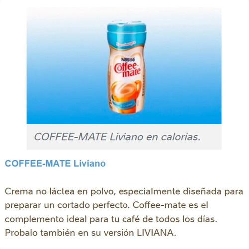 PACK X6 CAFE NESTLE COFFEE MATE LIVIANO 170G