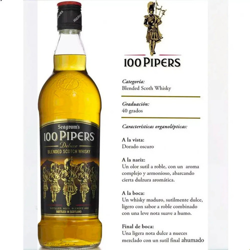 WHISKY 100 PIPERS 750ML