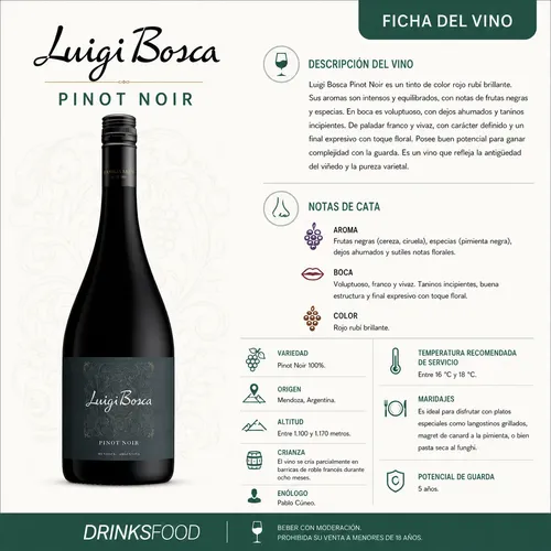 PACK X6 VINO LUIGI BOSCA PINOT NOIR 750ML
