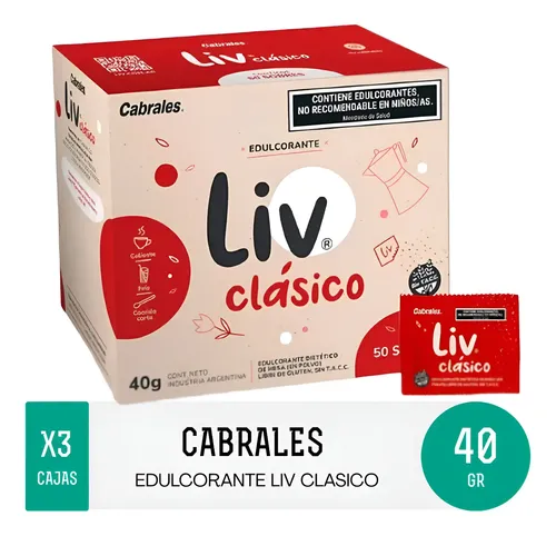 PACK X3 CAJAS EDULCORANTE CABRALES X50 SOBRES 40G