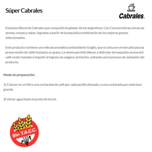 PACK X3 CAFE CABRALES MOLIDO TOSTADO SUPER CABRALES 125G