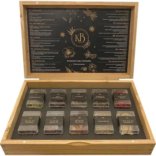 ESTUCHE MADERA MIXOLOGIA BOTANICA KAIA X10 BOTANICOS