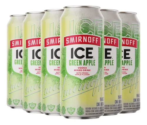 PACK X6 SMIRNOFF ICE GREEN APPLE LATA 473ML