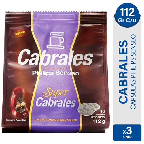 PACK X3 CAPSULAS SUPER CABRALES PARA SENSEO 112G