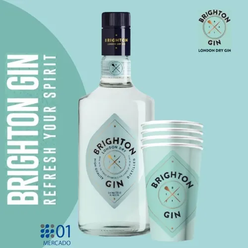 COMBO GIN BRIGHTON 700ML + 4 VASOS POLIPAPEL - PERNOD