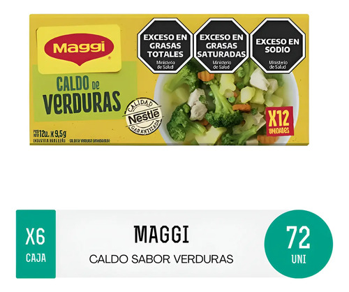 PACK X6 CALDO DE VERDURAS MAGGI 12 UNIDADES 9,5G