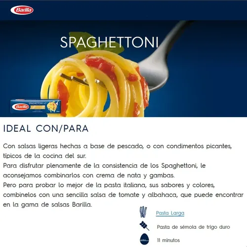 PACK X3 PASTA BARILLA SPAGHETTONI N°7 500G