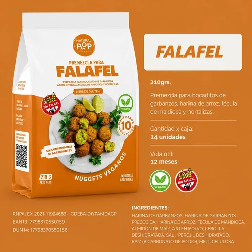 FALAFEL NATURAL POP PREMEZCLA 210G