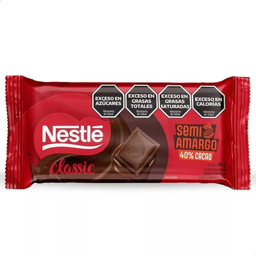PACK X6 CHOCOLATE NESTLE CLASSIC SEMIAMARGO 80G