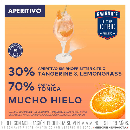 COMBO X3 SMIRNOFF CITRIC TANGERINE & LEMONGRA 700ML