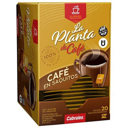 PACK X3 CAFE CABRALES EN SAQUITOS LA PLANTA DE CAFE X20 UNID