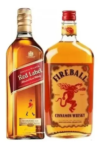 COMBO X2  WHISKY JOHNNY WALKER RED LABEL + FIREBALL CINNAMON