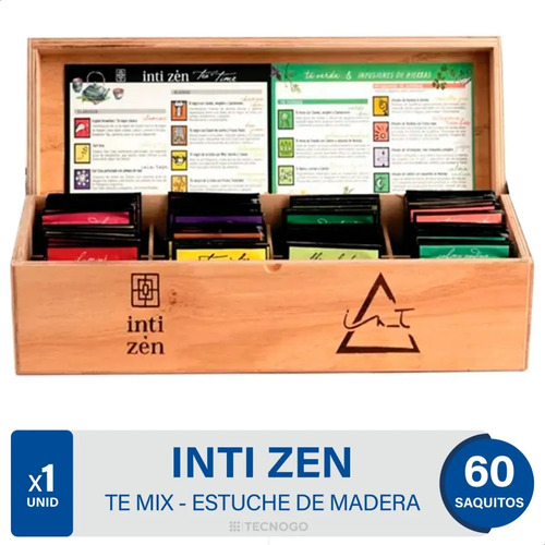 TE INTI ZEN CAJA DE MADERA PARAISO 60 SAQUITOS SURTIDOS