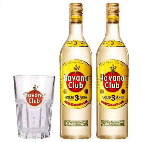 COMBO X3 RON HAVANA AÑEJO 3 AÑOS + VASO LISBOA