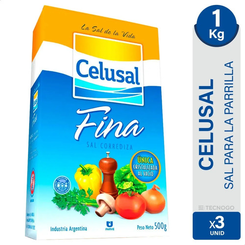 PACK X3 SAL CELUSAL FINA CORREDIZA ESTUCHE X 500G - TIMBO