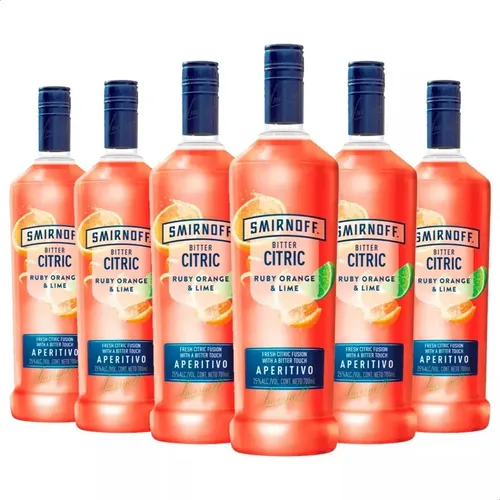 PACK X6 VODKA SMIRNOFF CITRIC RUBY ORANGE & LIME 700ML