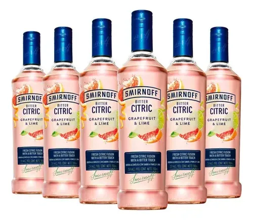PACK X6 VODKA SMIRNOFF BITTER CITRIC GRAPEFRUIT & LIME 700ML