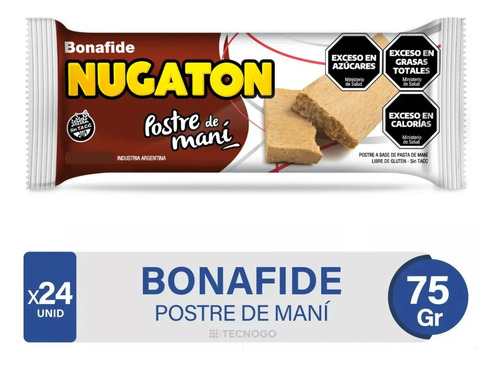 PACK X24 NUGATON BONAFIDE POSTRE DE MANI 75G