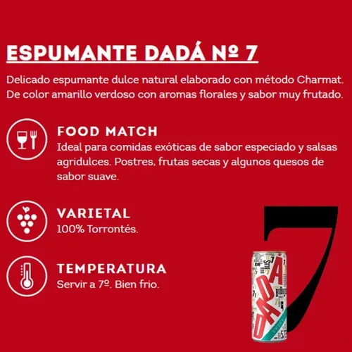 PACK X24 CHAMPAGNE DADA SWEET 7 DULCE BLANCO LATA 355ML