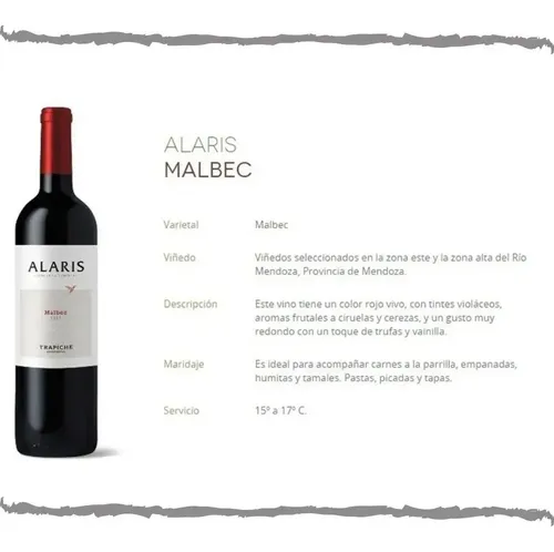 VINO TRAPICHE ALARIS MALBEC 375ML