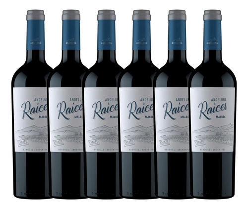 PACK X6 VINO ANDELUNA RAICES MALBEC 750ML