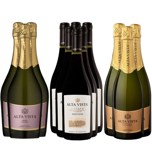 COMBO X12 CHAMPAGNE ALTA VISTA EXTRA B + ROSE + PINOT NOIR