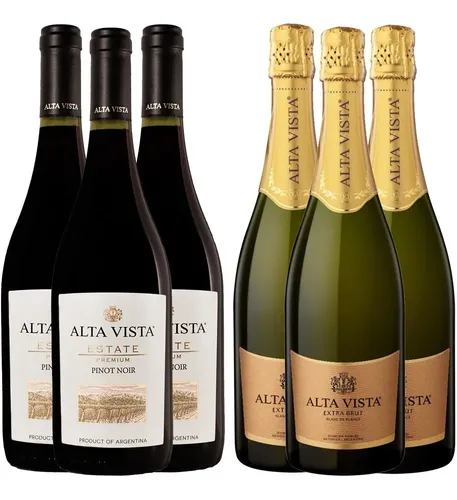 COMBO X6 CHAMPAGNE ALTA VISTA EXTRA BRUT + VINO ESTATE PINOT