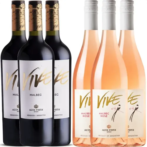 COMBO X6 VINO ALTA VISTA VIVE MALBEC ROSE + MALBEC 750ML