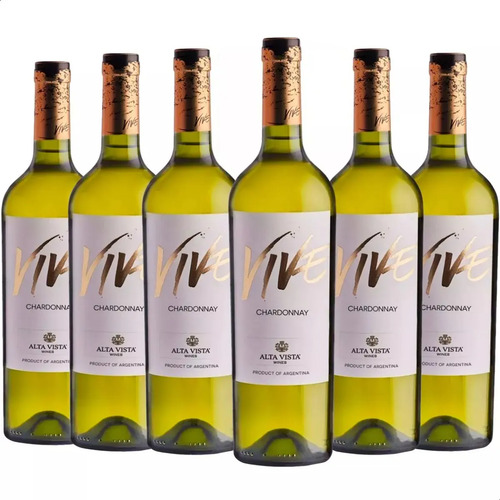 PACK X6 VINO ALTA VISTA VIVE CHARDONNAY 750ML