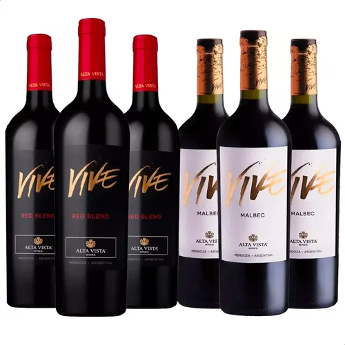 COMBO X6 VINO ALTA VISTA VIVE MALBEC + VIVE RED BLEND 750ML