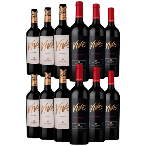 COMBO X12 VINO ALTA VISTA VIVE MALBEC + VIVE RED BLEND 750ML