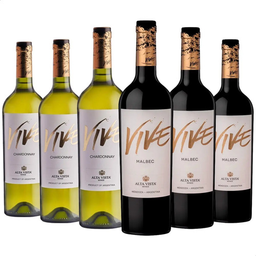 COMBO X6 VINO ALTA VISTA VIVE MALBEC + VIVE CHARDONNAY 750ML