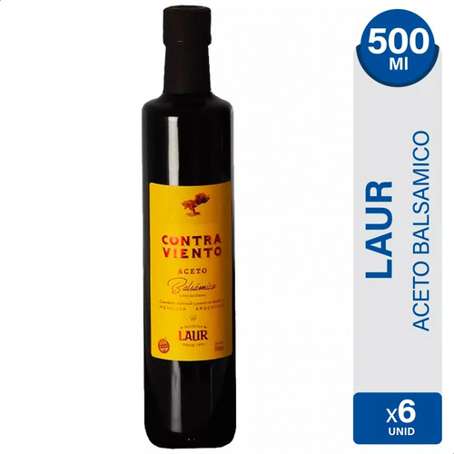 PACK X6 ACETO BALSAMICO LAUR CONTRAVIENTO VIDRIO 500ML